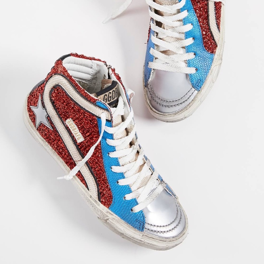 Golden Goose Slide Sneakers Red/Blue/Gold 39